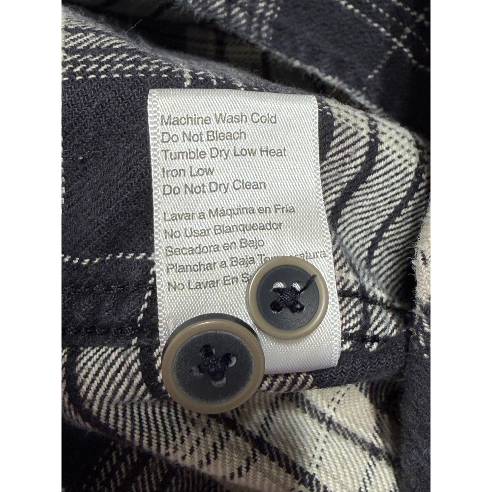 Jachs Mens XL Flannel Shirt Black White Plaid Long Sleeve Button Down Pockets - Picture 12 of 13